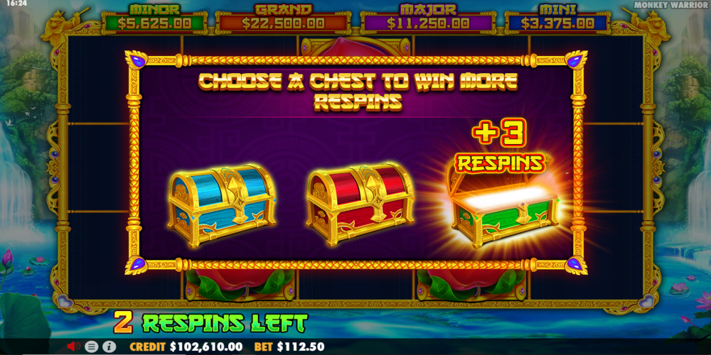 Monkey Warrior slot game Extra Re-Spin from Bonus game Monkey Warrior slot game Extra Re-Spin from Bonus game