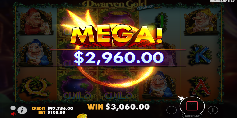 Dwarven Gold slot game Mega Win