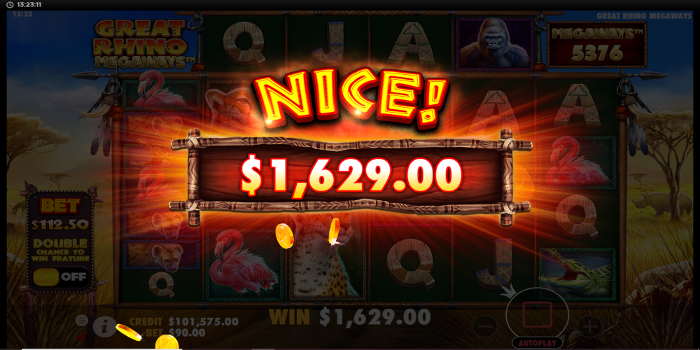 Great Rhino Megaways slot game Big Win