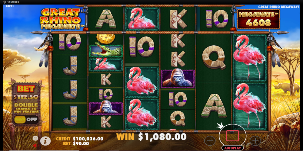 Great Rhino Megaways slot game Win