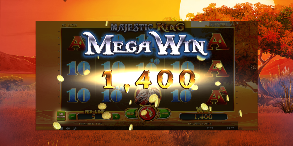 Majestic King slot game Mega Win
