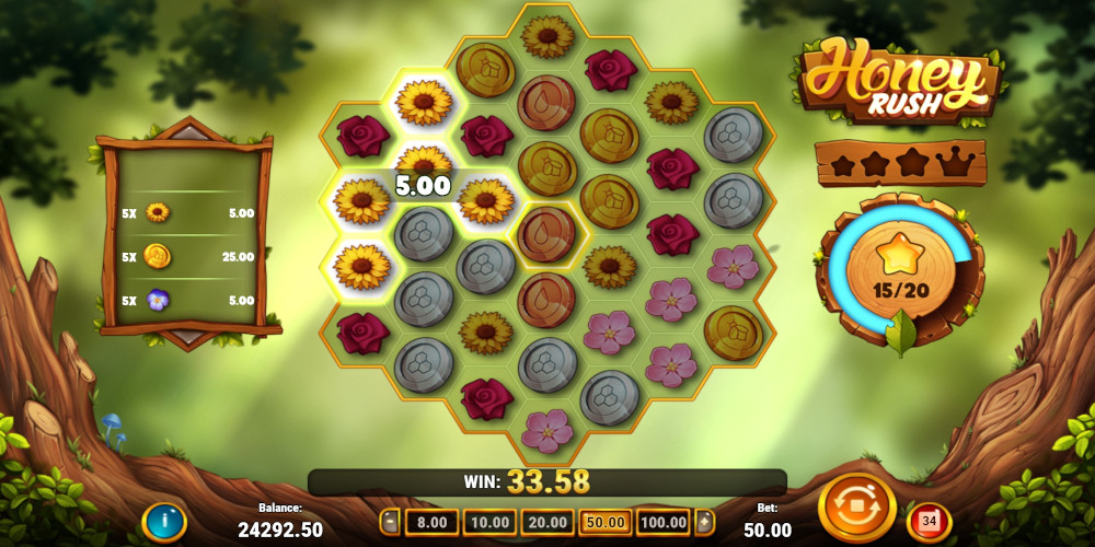 Honey Rush slot game Gameplay Win