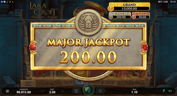 Lara Croft Temples and Tombs slot game Jackpot