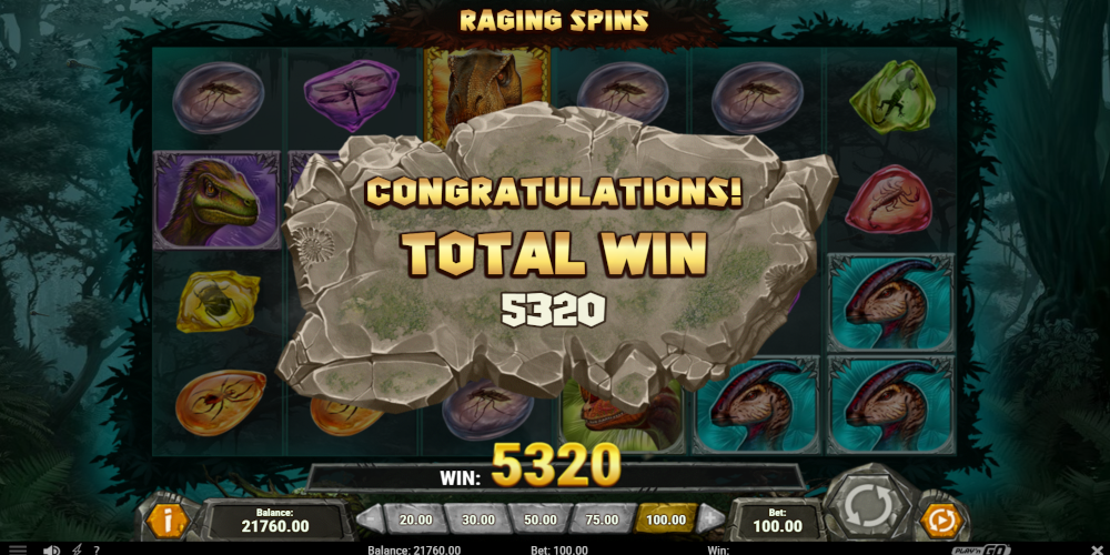 Raging Rex slot game Win during Free Spin