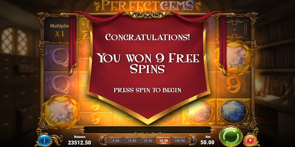 Perfect Gems slot game Free Spins won