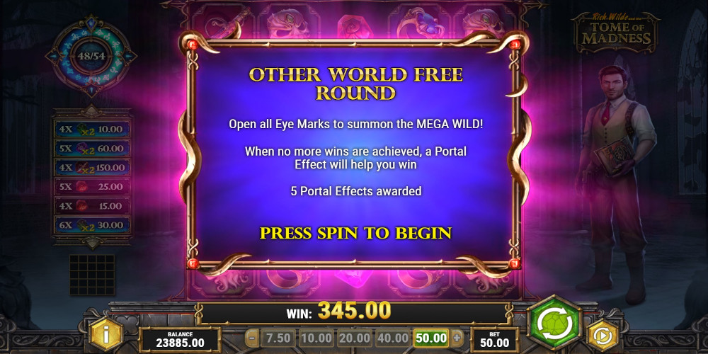 Rich Wilde and the Tome of Madness slot game Free round