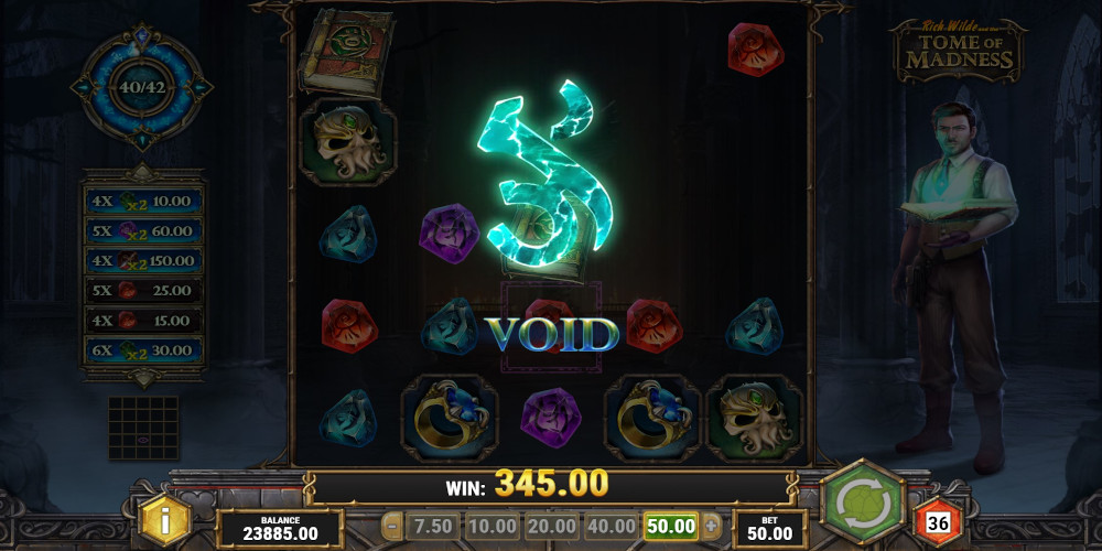 Rich Wilde and the Tome of Madness slot game Special Wilds Void feature