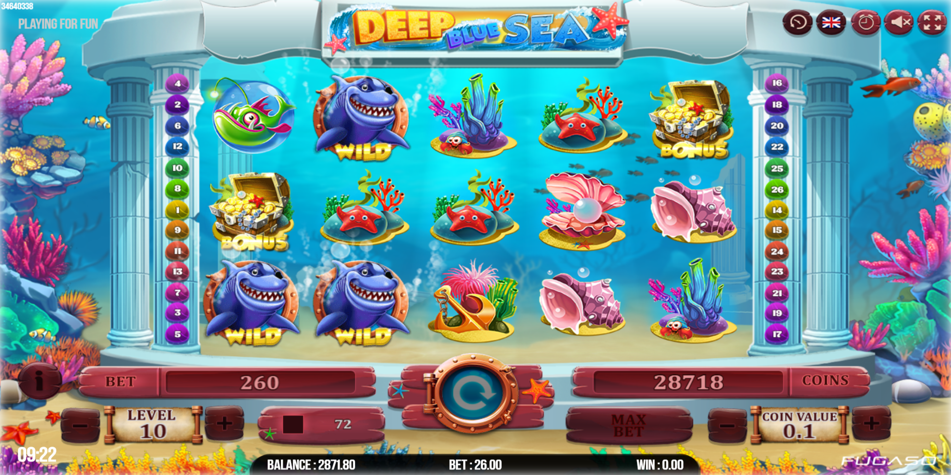 Deep Blue Sea slot - Wild and Bonus symbols