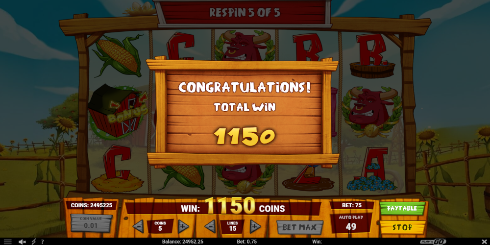Crazy Cows slot game Respin Win