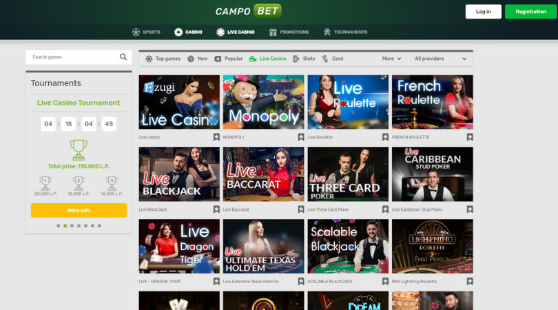 campobet live casino - monopoly live blackjack roulette caribbean stud