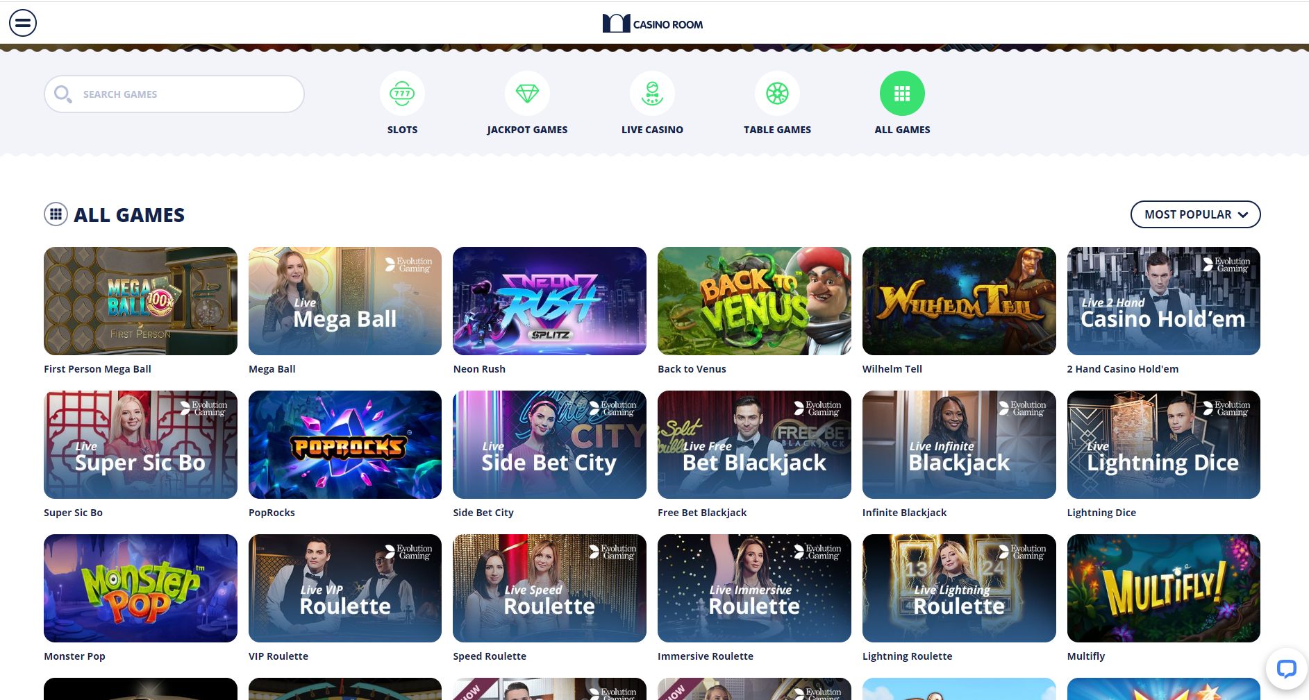 casino room games - casino room slots - neon rush multifly - lightning dice