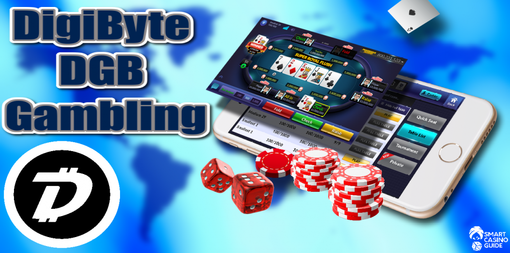 DigiByte DGB Gambling, smartphone, games, poker, dice. cards