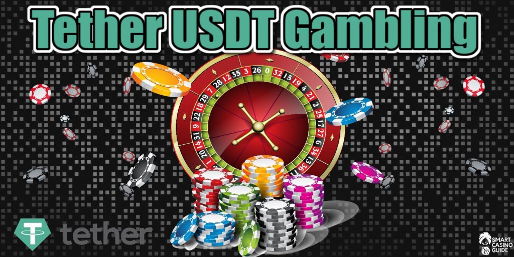 Tether USDT Gambling, roulette game, logo, stacks of chips