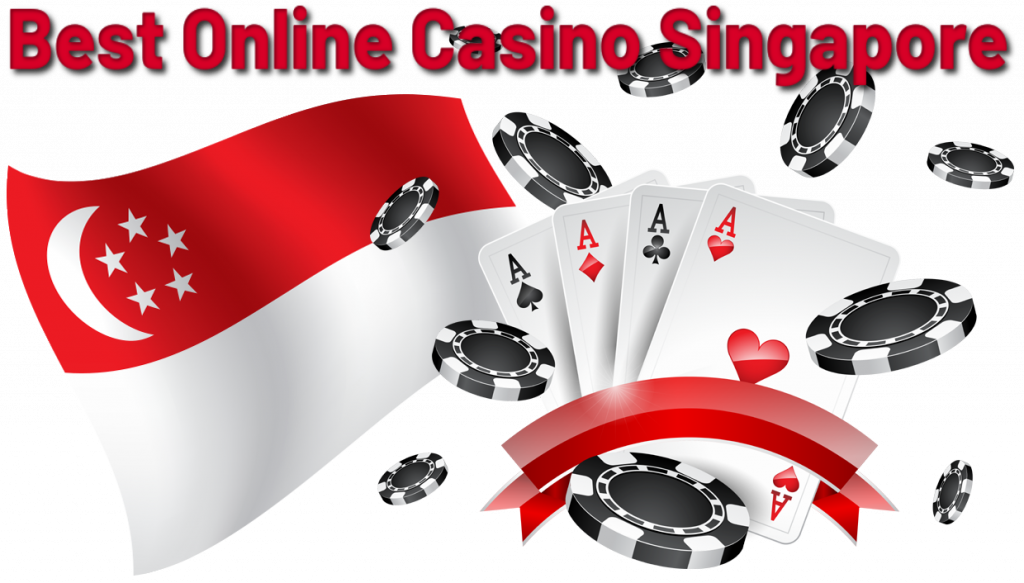 red rext - best online casino in Singapore - flag, four aces, black poker chips