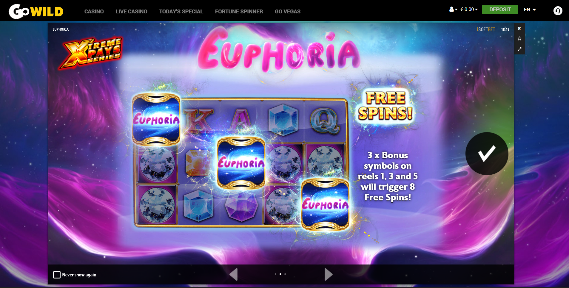gowild casino euphoria slot isoftbet
