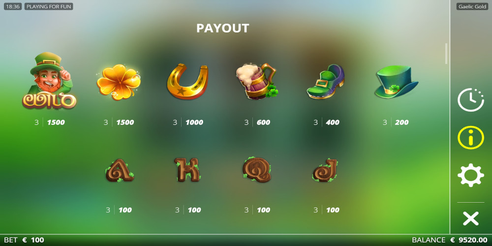Gaelic Gold slot game Paytable Gaelic Gold slot game Paytable