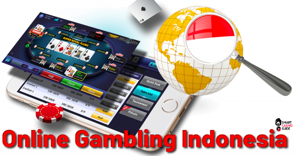 Indonesia flag, Online Gambling Indonesia, poker game on mobile phone