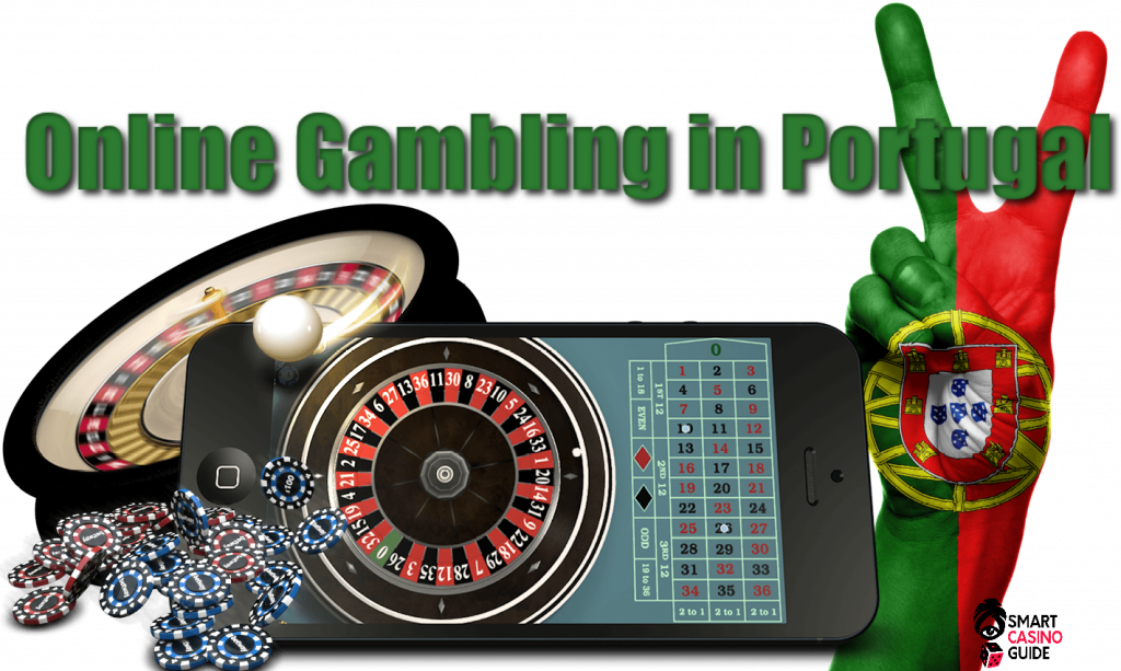 Roulette game, Portugal flag on hand, Online Gambling in Portugal