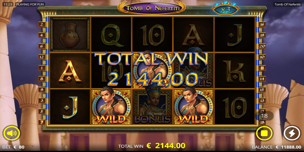 Tomb of Nefertiti slot game Win