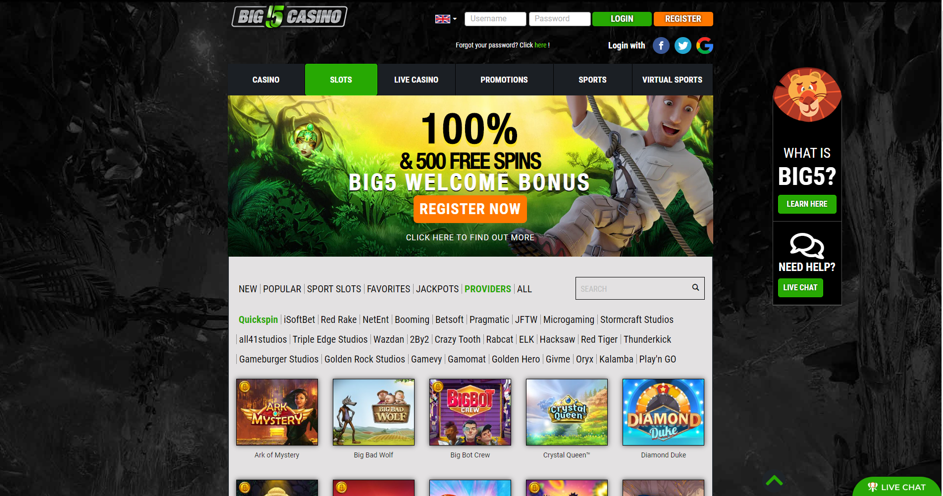 big5 casino games live chat - quickpsin big bad wolf ark of mystery - crystal queen 100% bonus jungle