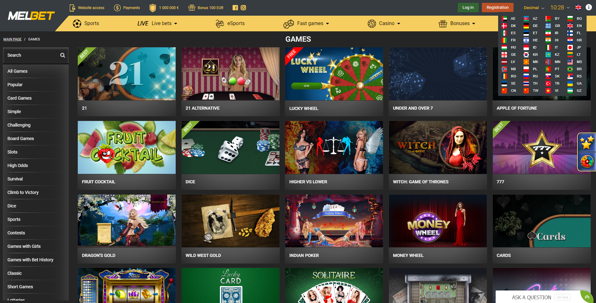 melbet website casino games sports esports promotions