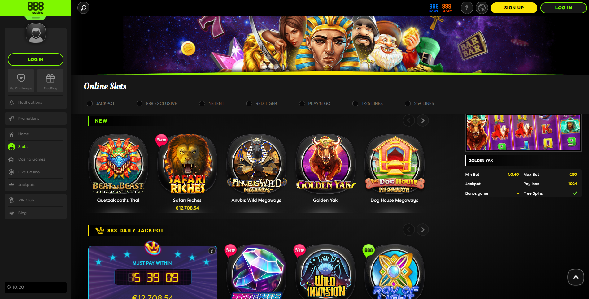 888 casino games slots dog house megaways safari richers anubis wild golden yak beat the beast