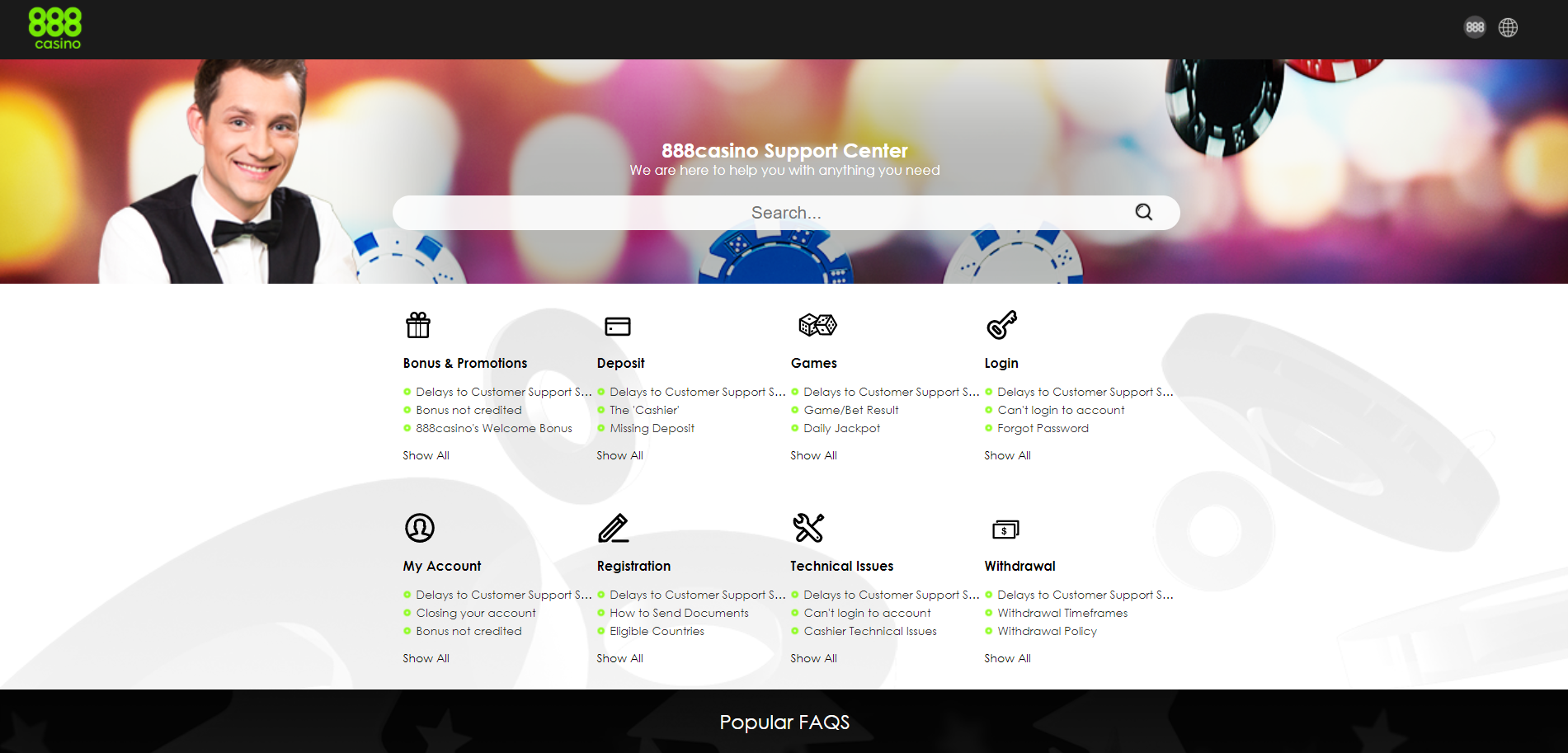 888 casino customer support live chat minimum deposit faq help