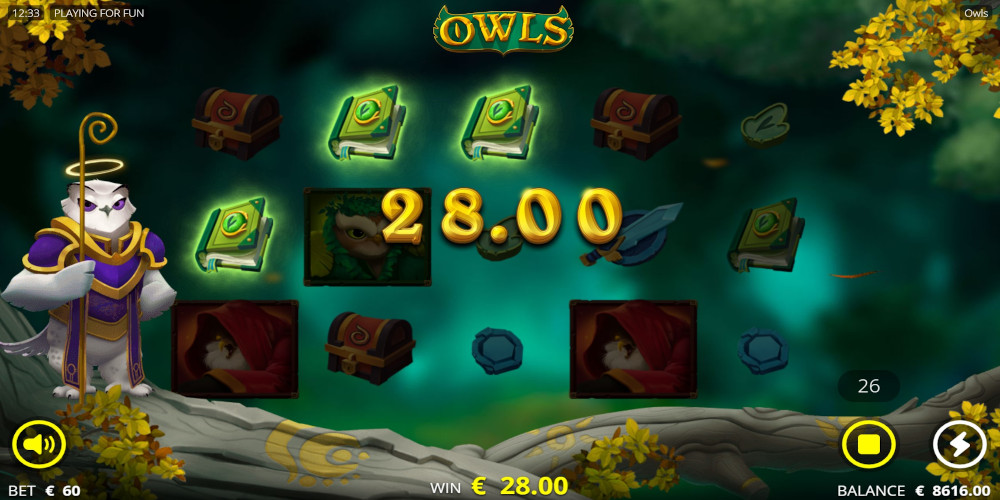 Owls slot game Gameplay WIN