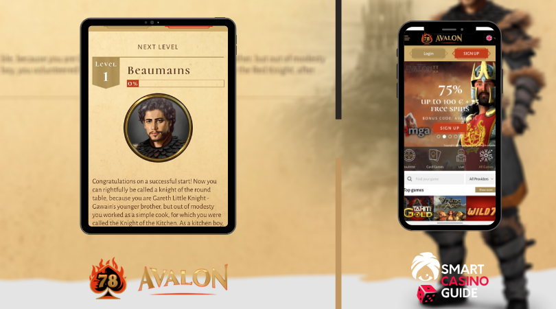 avalon78 mobile smartcasinoguide 75% bonus mga wild7 tahiti gold beaumains level1