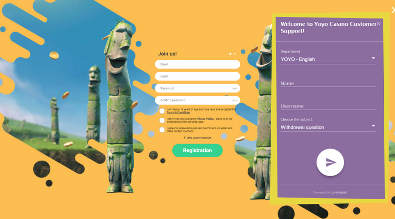 yoyo casino customer support live chat registration login