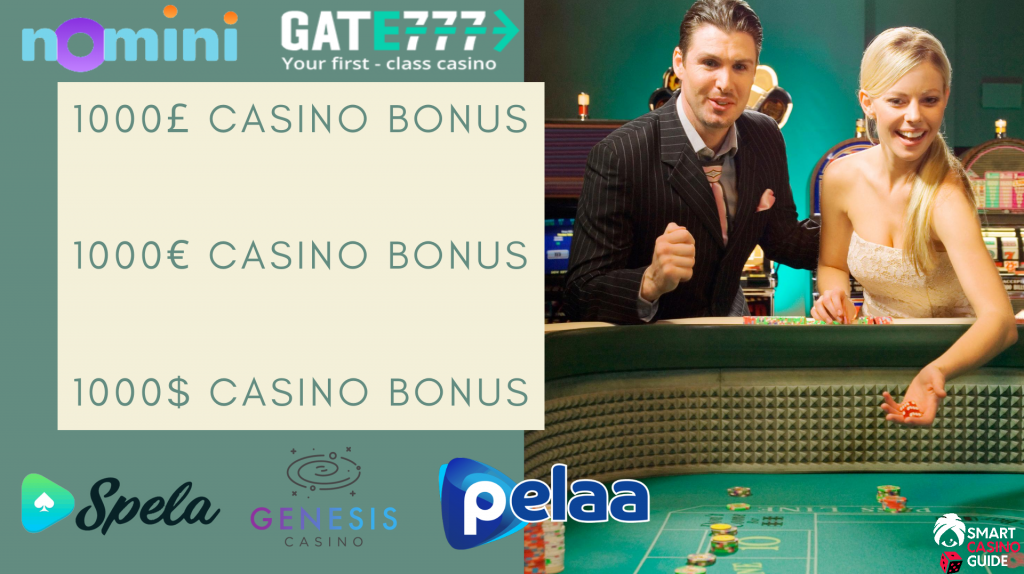 1000 &euro;/&pound;/$ casino bonus - Couple playing roulette