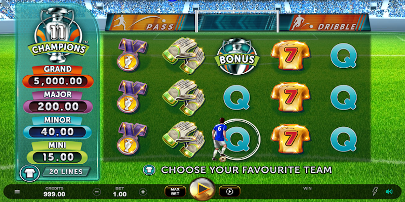 11 Champions slot game - Bonus, autoplay and Free Spins have most of Microgaming slots