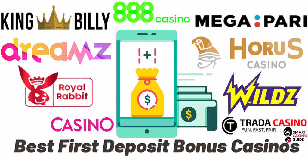 Best First Deposit Bonus Casinos with logos