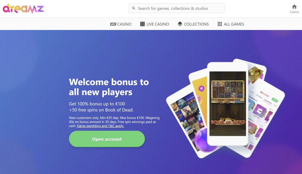 Dreamz casino welcome bonus to new players
