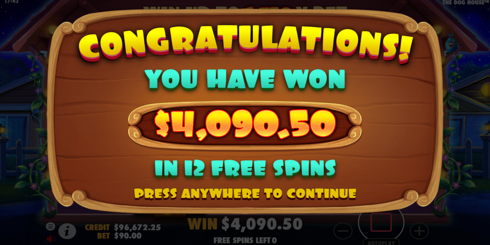 The Dog House slot game Win during Free Spins The Dog House slot game Win during Free Spins