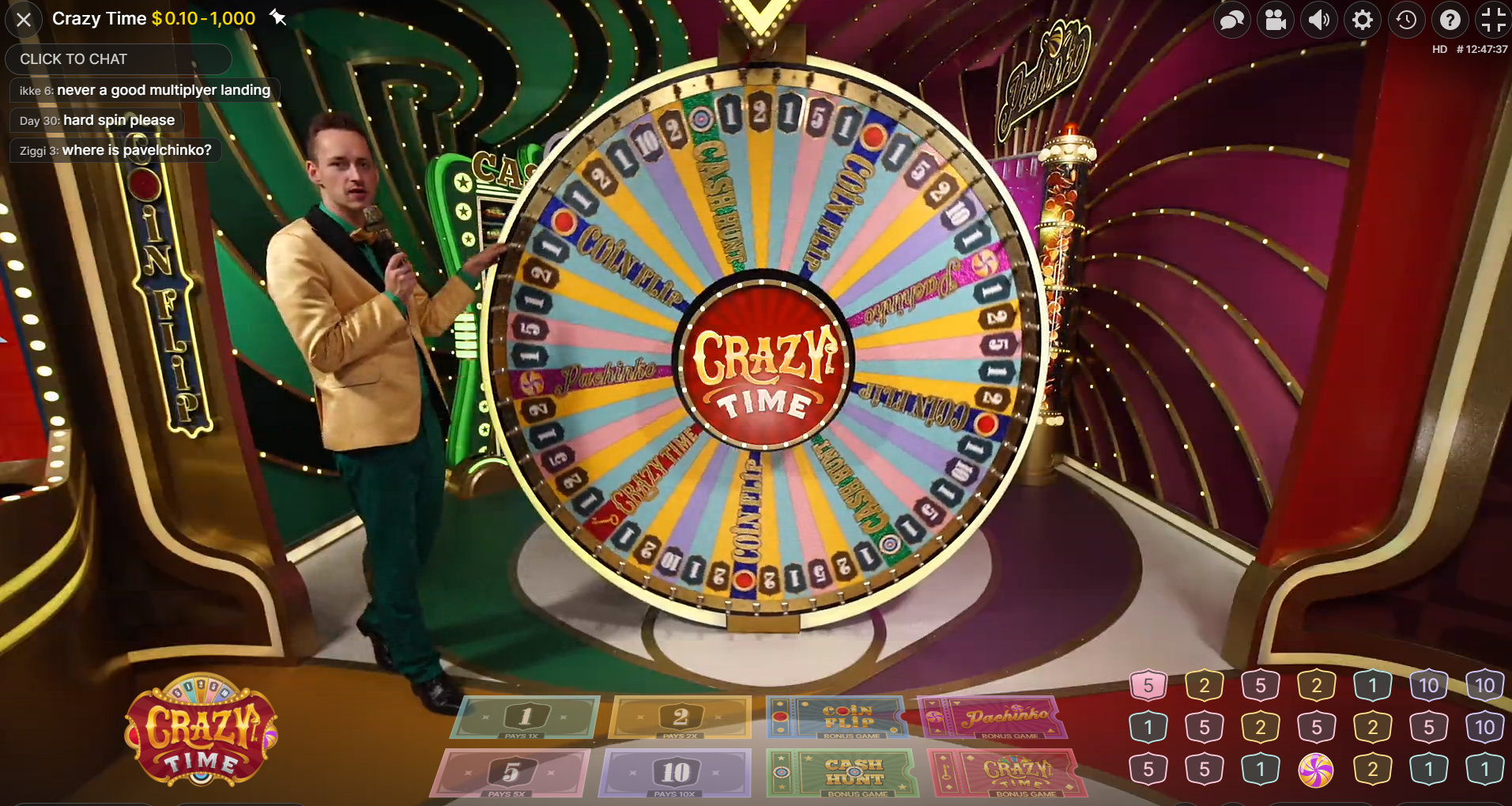 crazy time wheel hosts slot stats