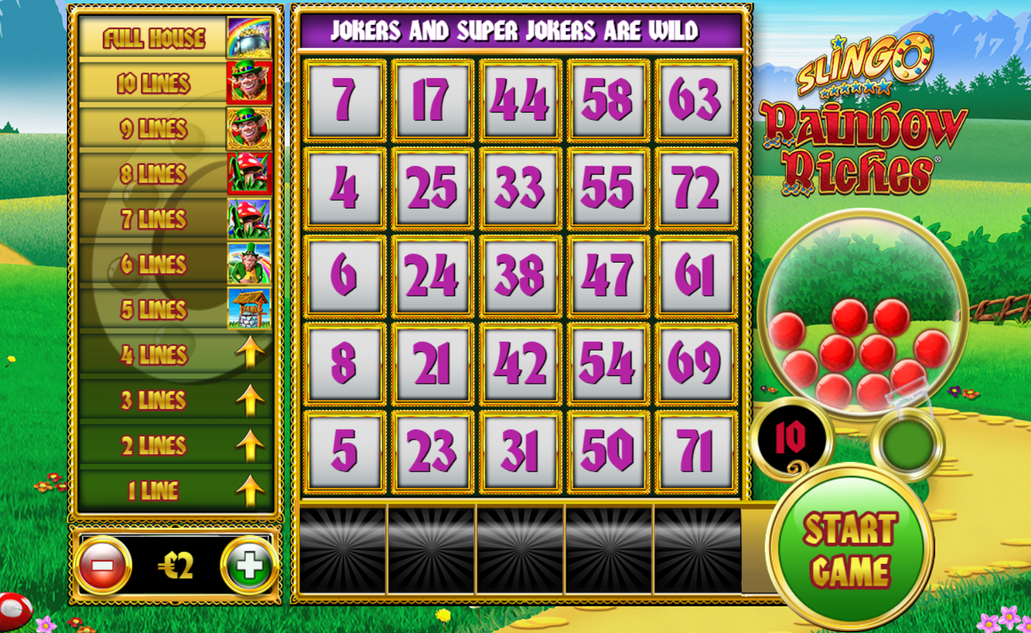 slingo rainbow riches start game