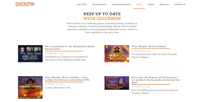 Casino industry Quickspin News - keep up to date with Quickspin