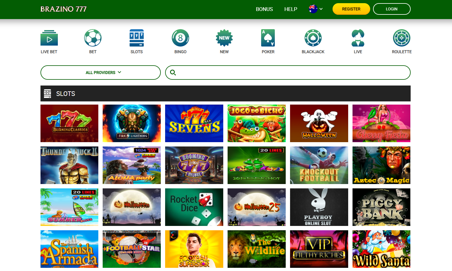 brazino casino games slots 777 sevens wild santa summer bliss halloween knockout football
