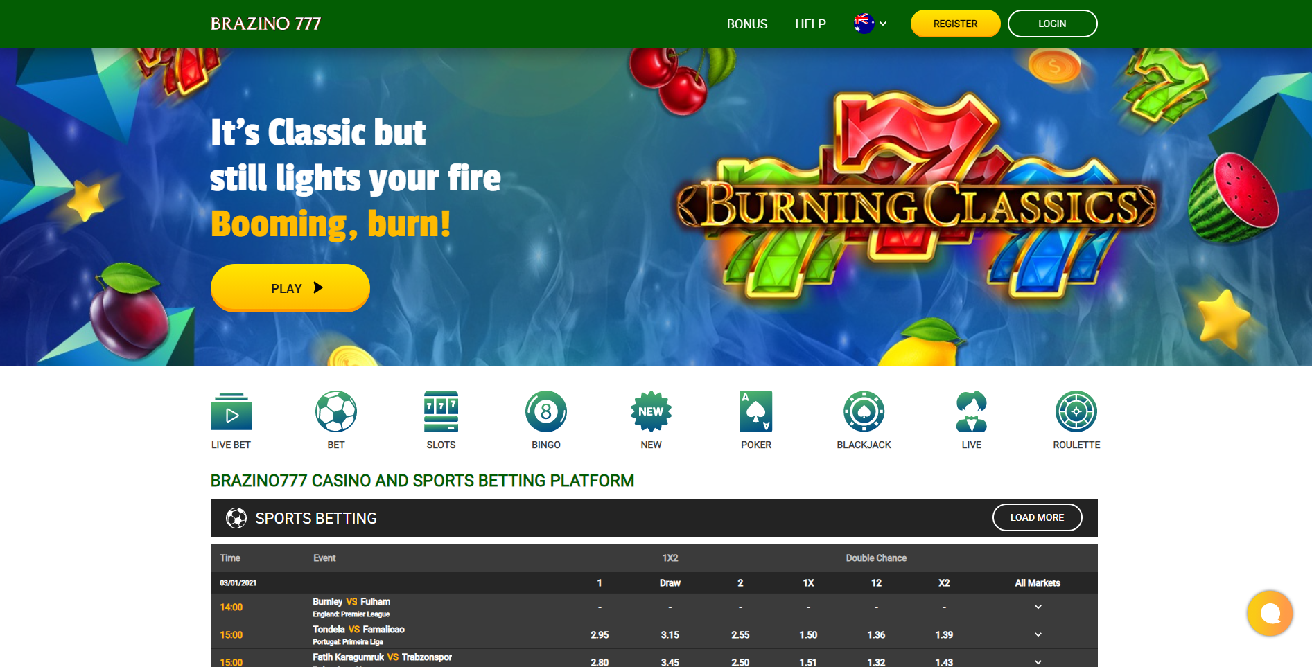 brazino 777 website front page 777 burning classics sports betting
