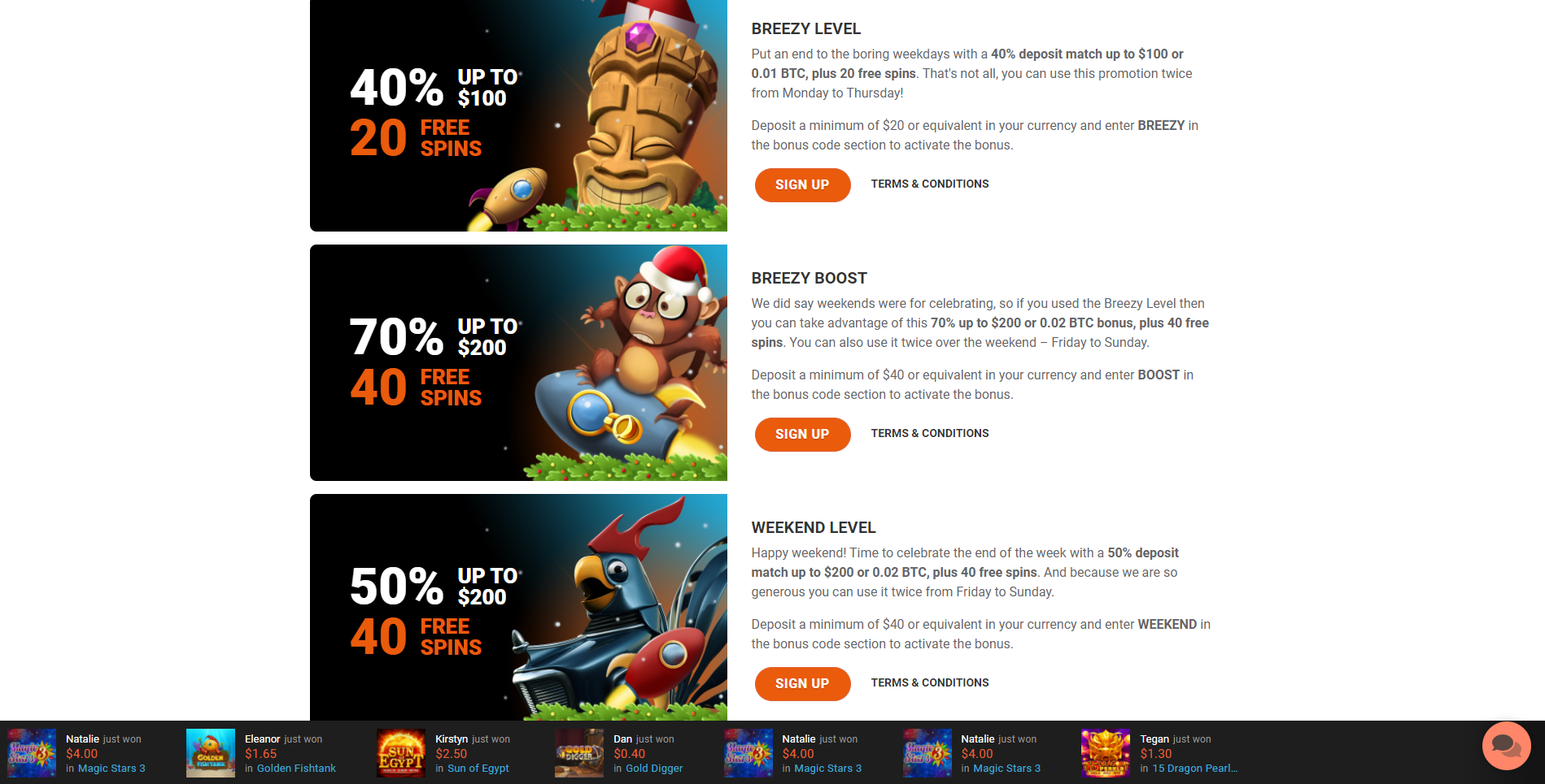 levelup casino reload bonus