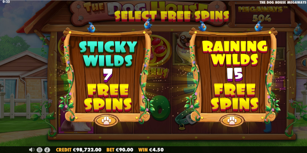 Play slot DEMO by Pragmatic Play the Dog House Megaways - select Free Spins