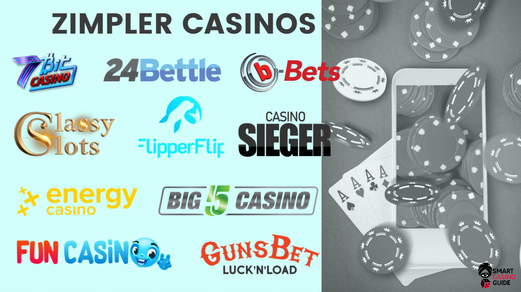 zimpler casinos with logotypes (previously known as Pugglepay casinos)