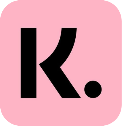 K. in pink background