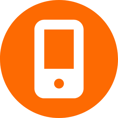 Mobile phone in orange circle - PayForIt
