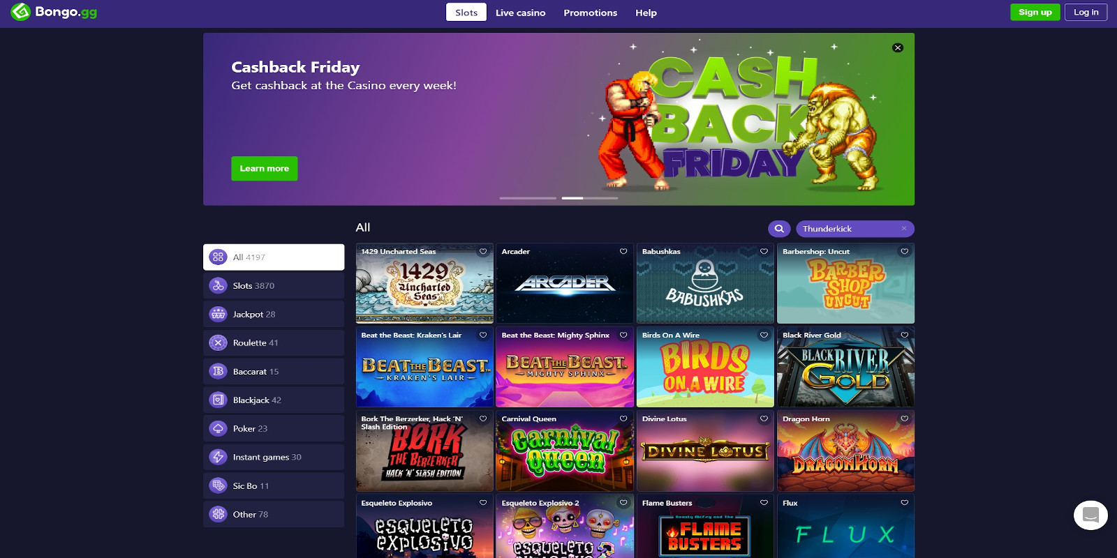 Bongo.gg online casino offers the players Thunderkick slot machines