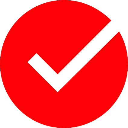 White check in red circle