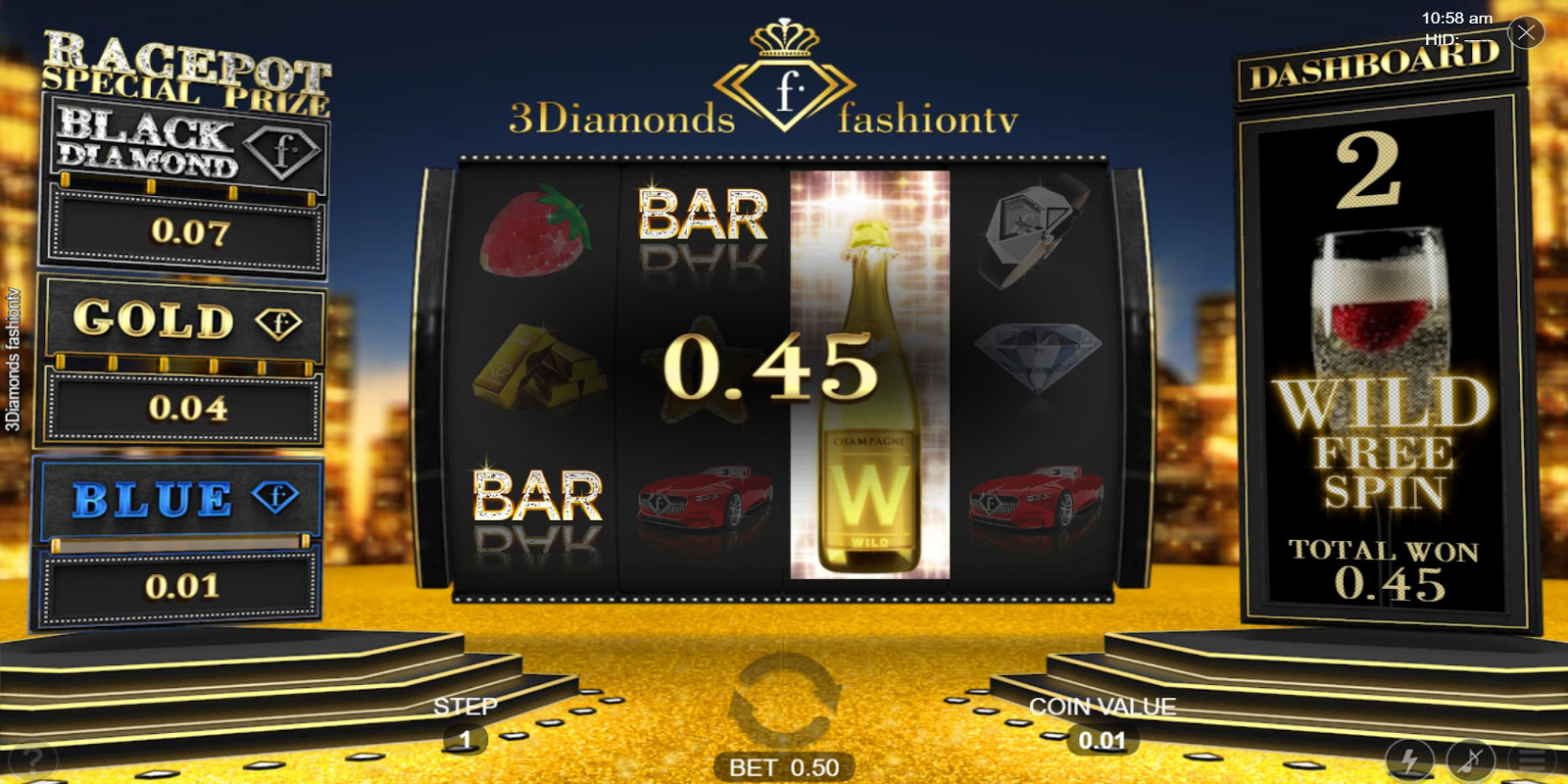 3Diamonds fashiontv slot game has Free Spins feature