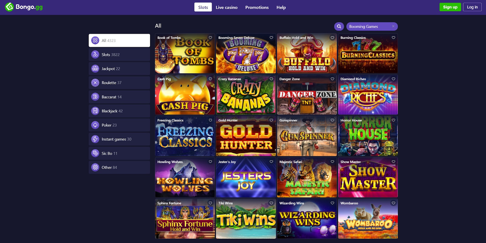 Bongo.gg casino is perfect to play the best Booming Games slots