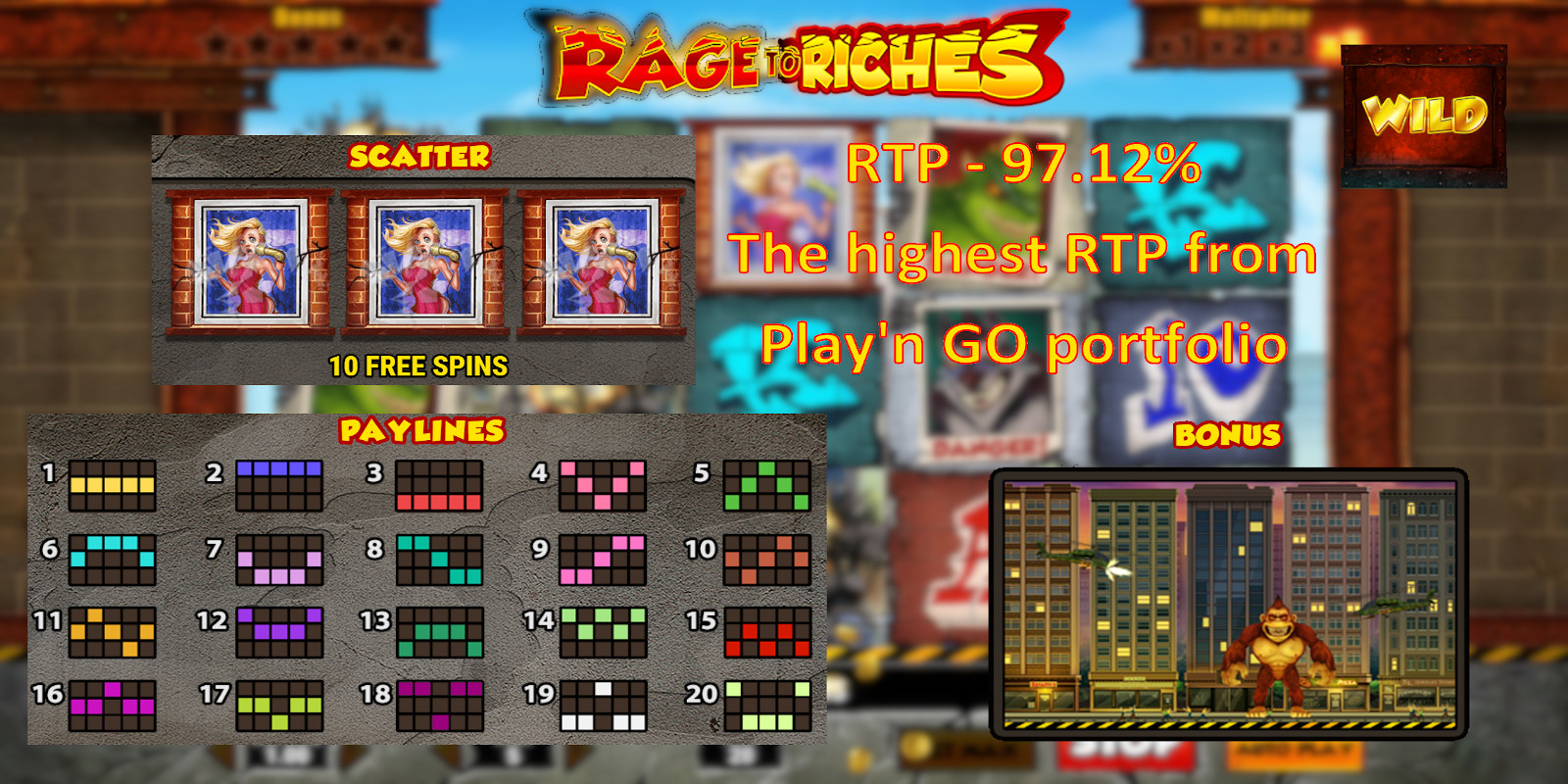 Play'n GO slots - highest RTP - Rage to Riches slot game